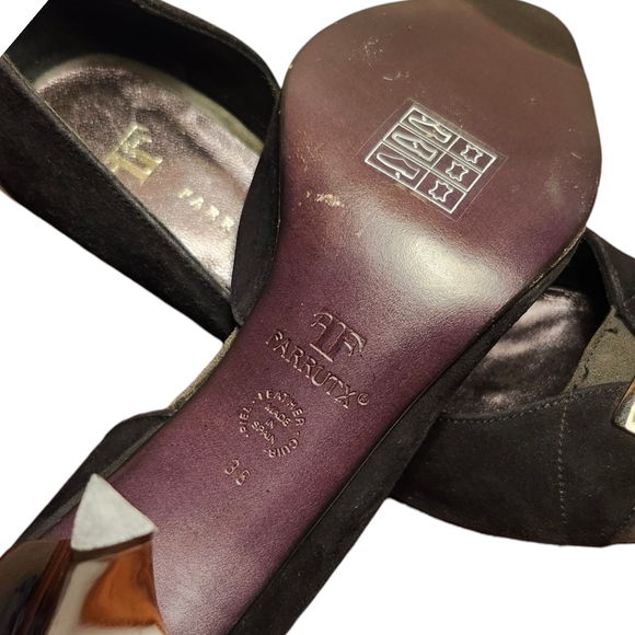 New No Box FarrutX Metal Heel Pumps Black and Grey Suede size 36 - Picture 9 of 10